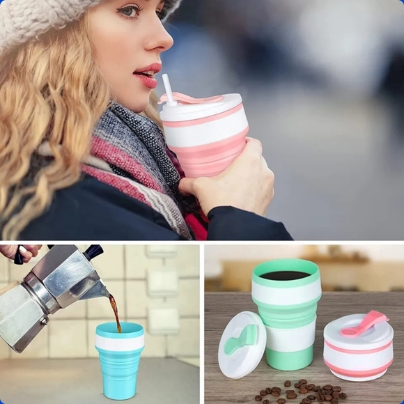 5/25, light green collapsible high temperature scold resistant drink tumbler cup - Picture 7 of 8